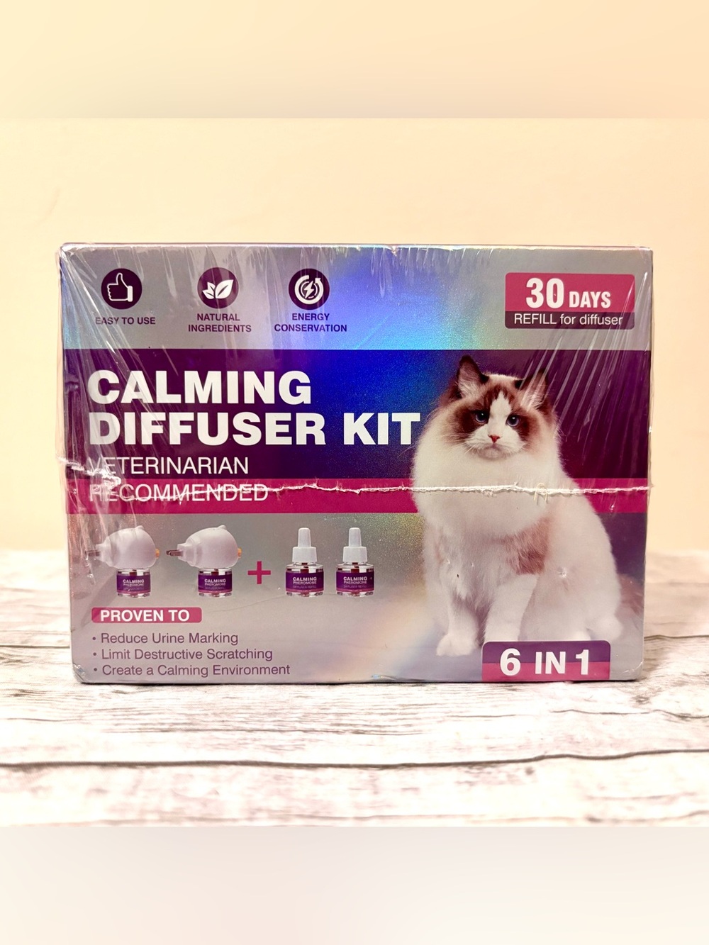 NIB Tcllka Cat Calming Pheromone Diffuser Kit - 6-in-1 Starter Pack (30 Days)